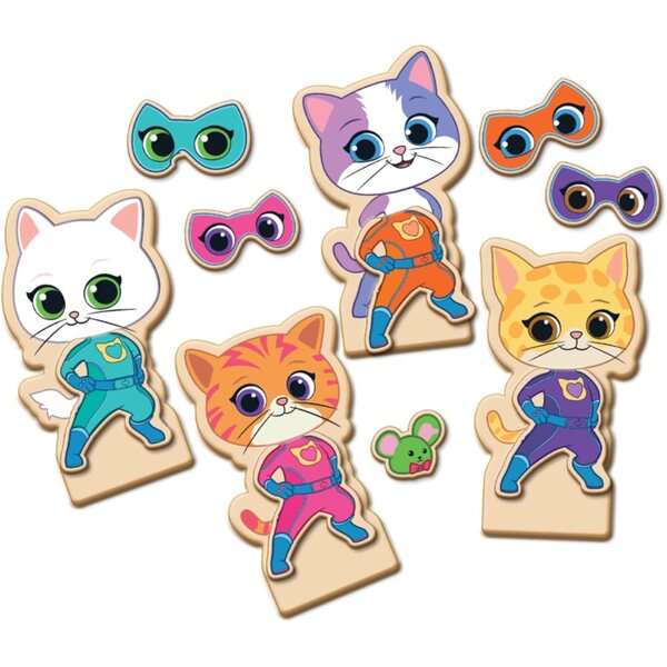 Disney Super Kitties Μαγνητικό Ξύλινο Σετ με χαρακτήρες και αξεσουάρ μόδας