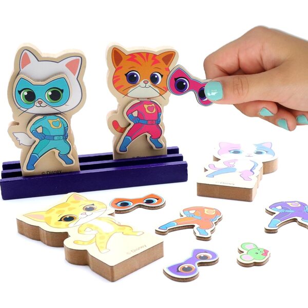 Disney Super Kitties Μαγνητικό Ξύλινο Σετ με χαρακτήρες και αξεσουάρ μόδας