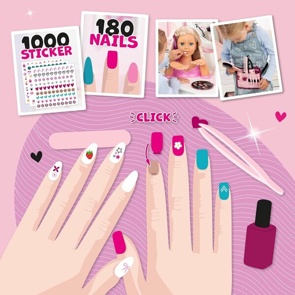 Stilska glava punčke Bayer Charlene Magic Nails z blond lasmi in poslikavo nohtov za otroke