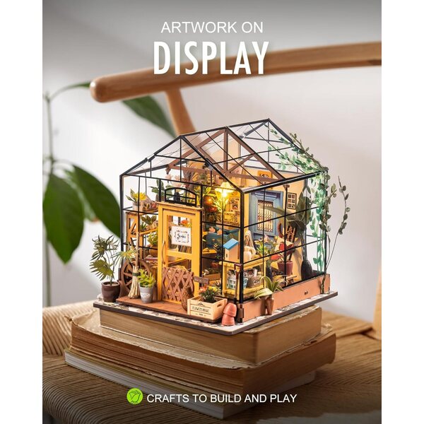 Rolife DIY Miniature Greenhouse Kit, Tiny/Mini House Making Kit with Furniture for Adults, Furniture, Halloween/Christmas Decorations, Gifts for Family and Friends (Cathy's Greenhouse)