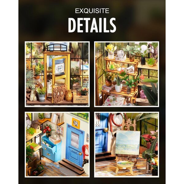 Rolife DIY Miniature Greenhouse Kit, Tiny/Mini House Making Kit with Furniture for Adults, Furniture, Halloween/Christmas Decorations, Gifts for Family and Friends (Cathy's Greenhouse)