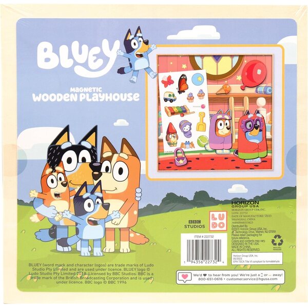 Playhouse magnético de madeira Bluey com 18 peças - jogo criativo para crianças