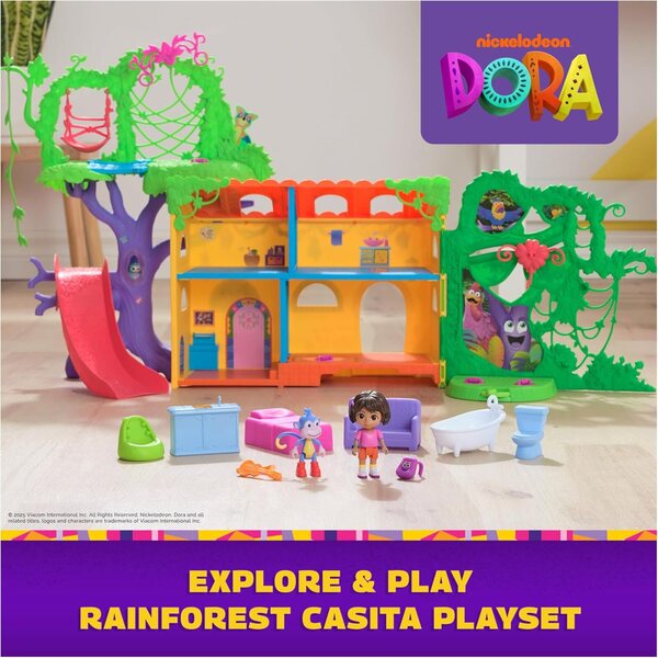 Juego Dora Casita Rainforest con Figuras, Muebles y Frases Bilingües