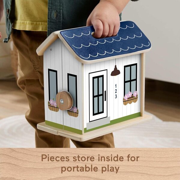 Fisher-Price Maison en bois pour un jeu imaginatif avec 6 accessoires pour enfants de 3 ans et plus