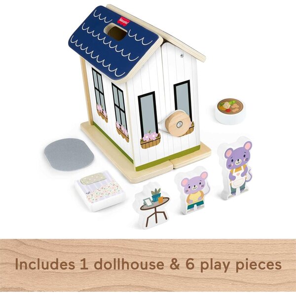 Fisher-Price Maison en bois pour un jeu imaginatif avec 6 accessoires pour enfants de 3 ans et plus