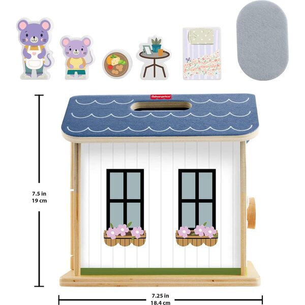 Fisher-Price Maison en bois pour un jeu imaginatif avec 6 accessoires pour enfants de 3 ans et plus