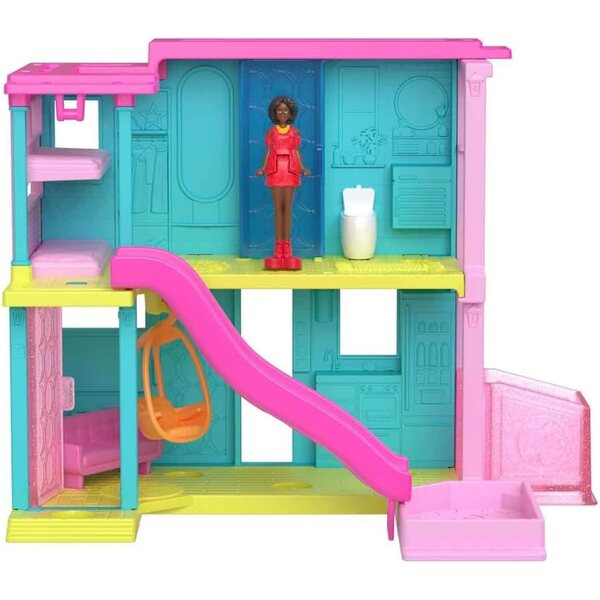 Mini BarbieLand Puppenhaus mit Aufzug, Rutsche, Pool und Zubehör