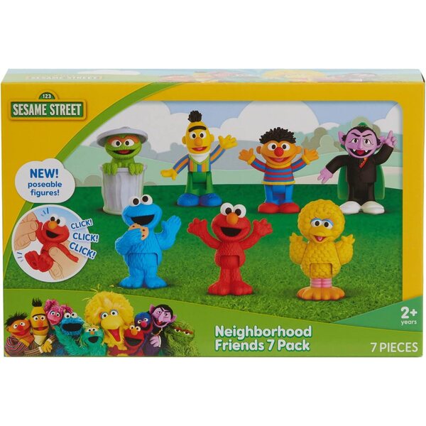 Set van 7 beweegbare Sesamstraat-beeldjes voor kinderen vanaf 2 jaar