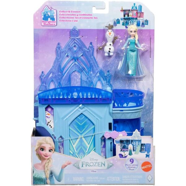 Elsa Disney Frozen Castle avec poupée, toboggan et accessoires, jeu empilable