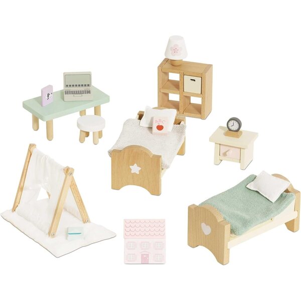 Le Toy Van SugarPlum Schlafzimmer-Set aus Holz für Puppenhäuser ab 3 Jahren
