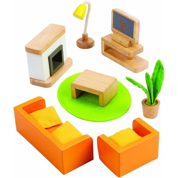 Miniatur-Wohnzimmermöbel-Set aus Holz für Hape Puppenhaus