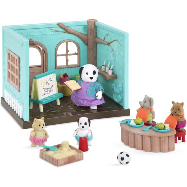 Li'l Woodzeez Li'l Luvs & Hugs Nursery – Playset com móveis e acessórios para crianças 3+