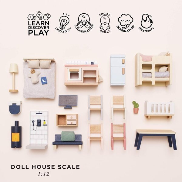 Le Toy Van Holzmöbel-Set für Daisylane Puppenhaus – 37-teilig