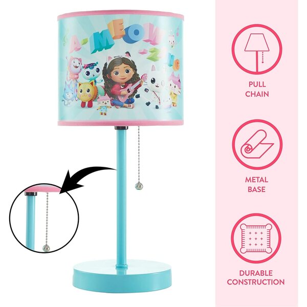 Lampe de table pour enfants Gabby's Dollhouse avec chaîne et design coloré