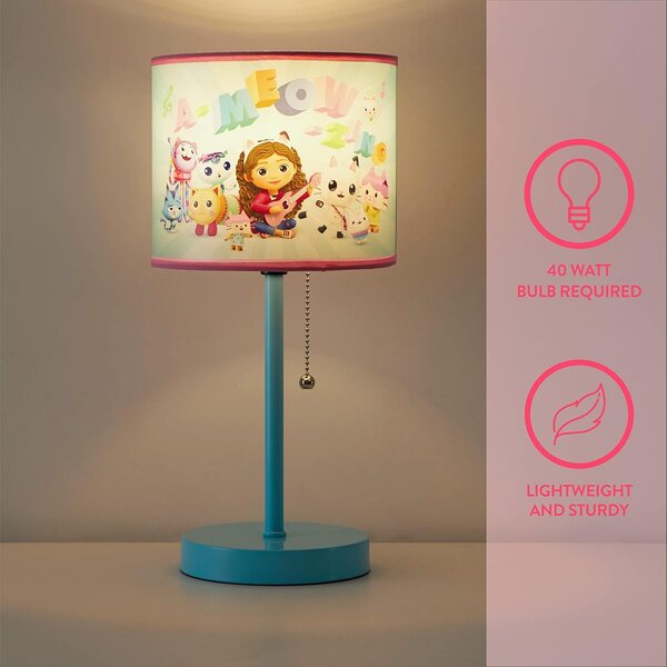 Lampe de table pour enfants Gabby's Dollhouse avec chaîne et design coloré