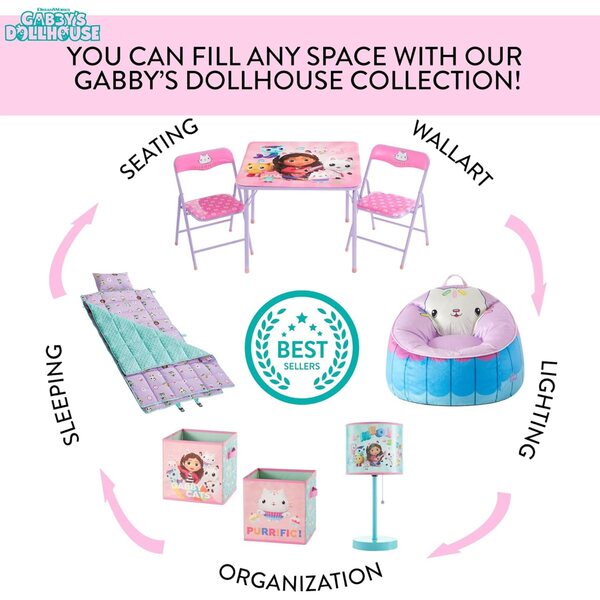 Lampe de table pour enfants Gabby's Dollhouse avec chaîne et design coloré