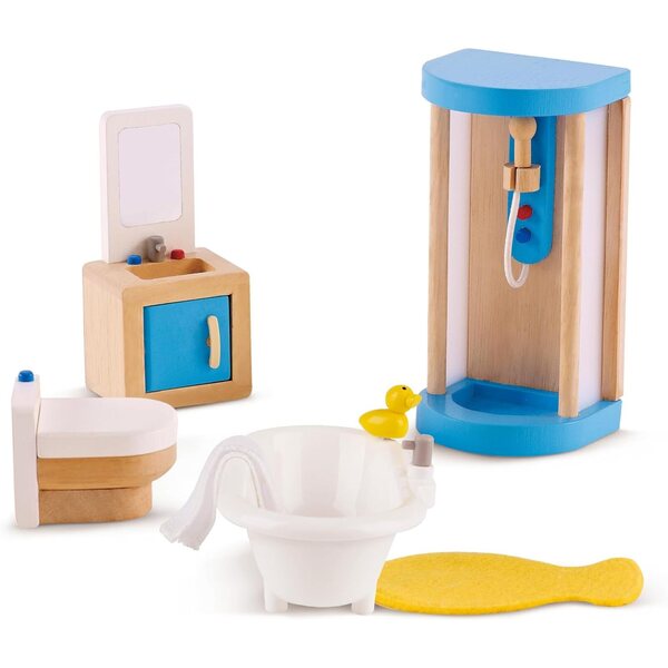 Badezimmer-Set aus Holz für Hape Puppenhaus – Kreativspiel für Kinder