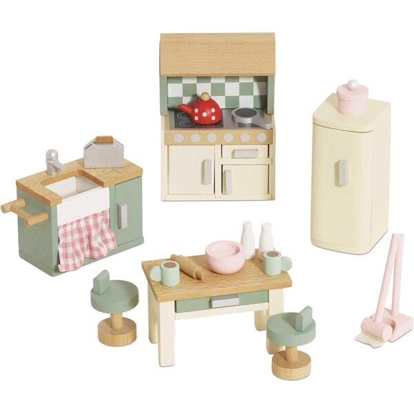 Le Toy Van Rosebud Küchenset aus Holz für Puppenhaus – komplettes Zubehör