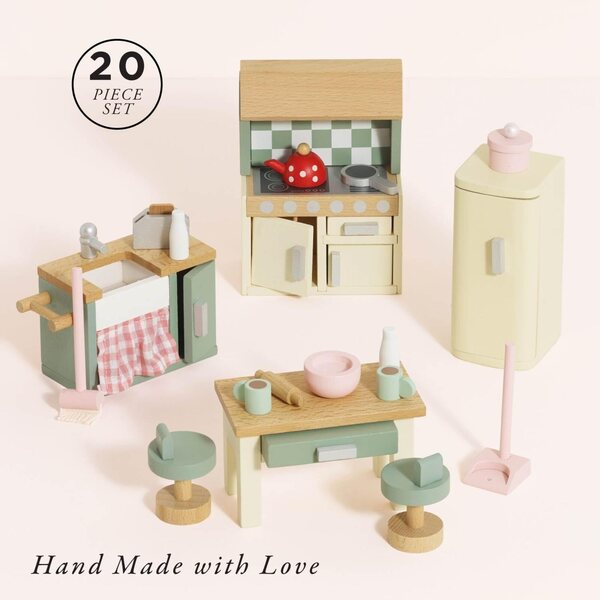 Le Toy Van Rosebud Küchenset aus Holz für Puppenhaus – komplettes Zubehör