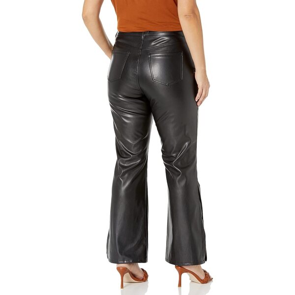 dollhouse Women's Contouring Junior Plus Brown Vegan Leather Flare with Side Slit and Exposed Buttons