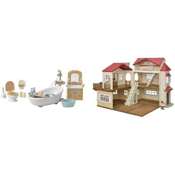 Koupelnová sada Calico Critters s červenou střechou pro Country Dolls House