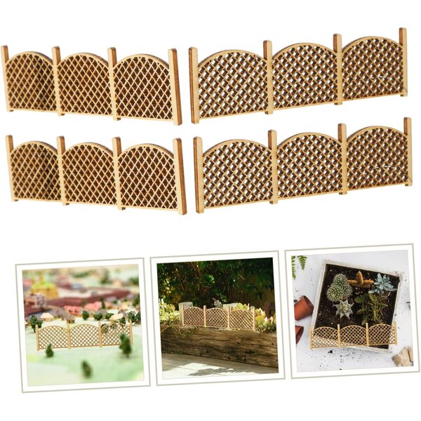 PartyKindom Mini Recinzione in Legno 1:50 - Set 8 Pezzi per Decorazioni Miniature e Giardini