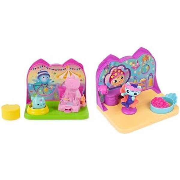 Gabby's Dollhouse Kit mit 2 Zimmern: Carnival Room Kitty Narwhal und Spa Mercat