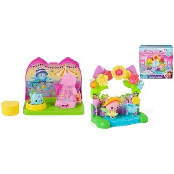 Gabby's Dollhouse Bundle: Karnevals- und Garten-Themenzimmer mit Zubehör und Charakteren