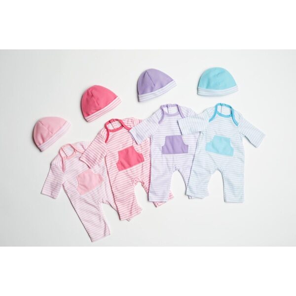 Berenguer Boutique Lila gestreifter Einteiler für Puppen von 13–16 Zoll, waschbar und sicher