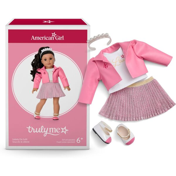 American Girl Truly Me Outfit Celebrity Chic 18 colių blizgus švarkas ir sijonas