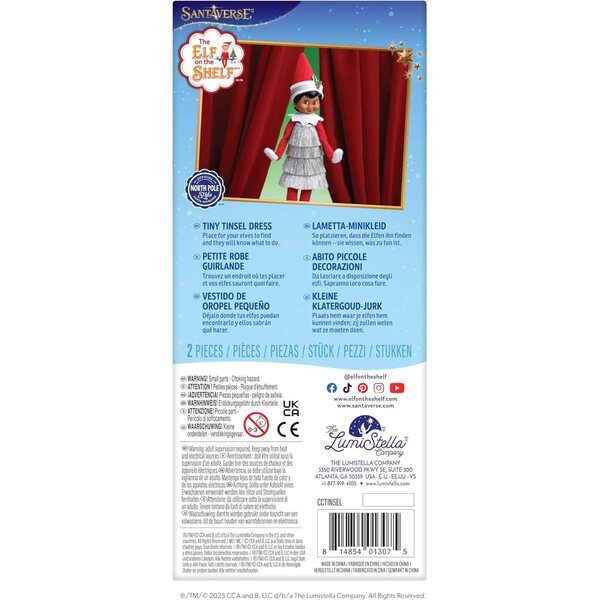 Winziges Lametta-Kleid aus der Claus Couture-Kollektion für Elf on the Shelf – Funkelndes Vintage-Kleid
