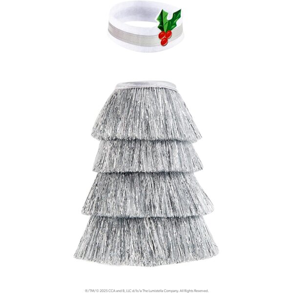 Winziges Lametta-Kleid aus der Claus Couture-Kollektion für Elf on the Shelf – Funkelndes Vintage-Kleid