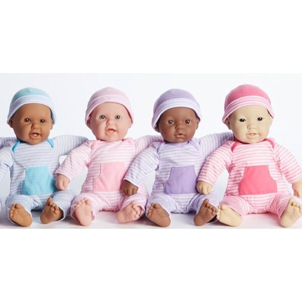 Kleidung für 14–16 Zoll große Puppen – Set mit 4 Outfits mit rosa, blauen und lila Hüten