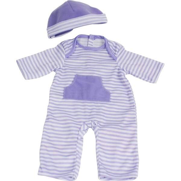 Kleidung für 14–16 Zoll große Puppen – Set mit 4 Outfits mit rosa, blauen und lila Hüten