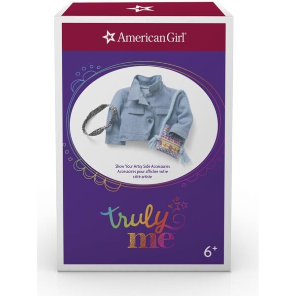 American Girl Truly Me Accessoires: Jeansjacke, bedruckte Tasche und Leoparden-Stirnband