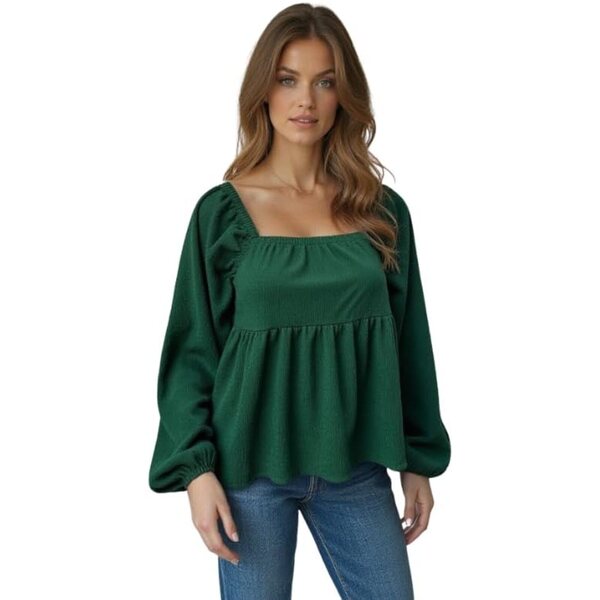 Woman Star Vixen Baby Doll blūze ar elastīgiem pleciem un garām piedurknēm