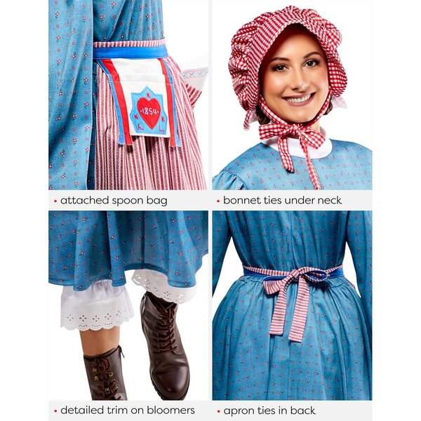 Costum de femeie American Girl Kirsten Larson cu rochie, șapcă și accesorii
