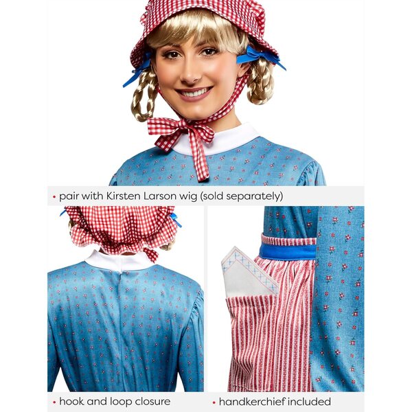 Costum de femeie American Girl Kirsten Larson cu rochie, șapcă și accesorii