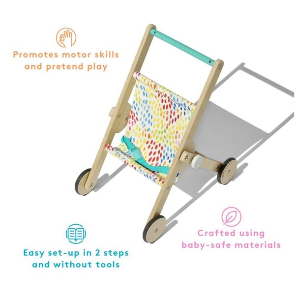 LOVEVERY The Buddy Kinderwagen: Kinderwagen aus Holz zum Rollenspiel ab 12 Monaten