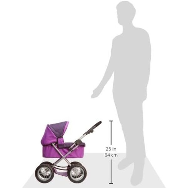 Bayer Klappkinderwagen für Puppen bis 45 cm mit verstellbarem lila Griff