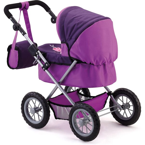 Bayer Klappkinderwagen für Puppen bis 45 cm mit verstellbarem lila Griff