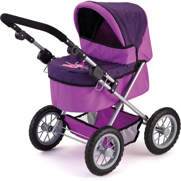 Bayer Klappkinderwagen für Puppen bis 45 cm mit verstellbarem lila Griff