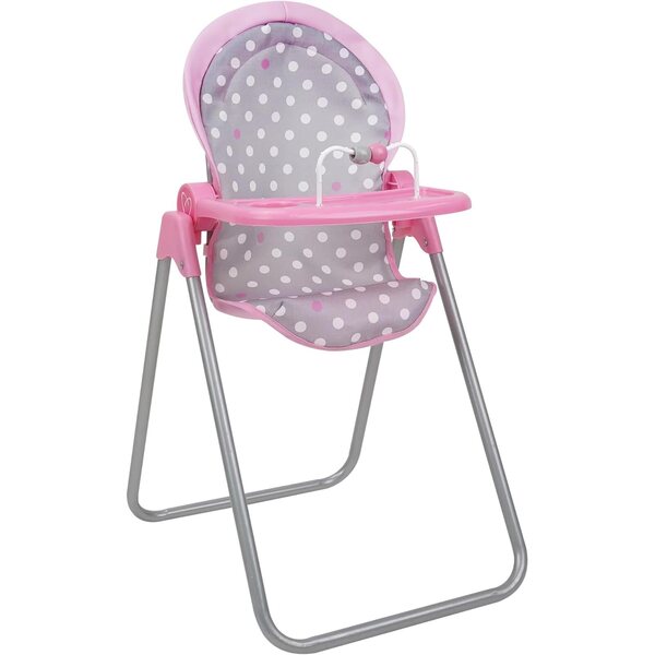Hochstuhl für Puppen 509 Crew Cotton Candy Pink und Grau mit Punkten, verstellbar und robust