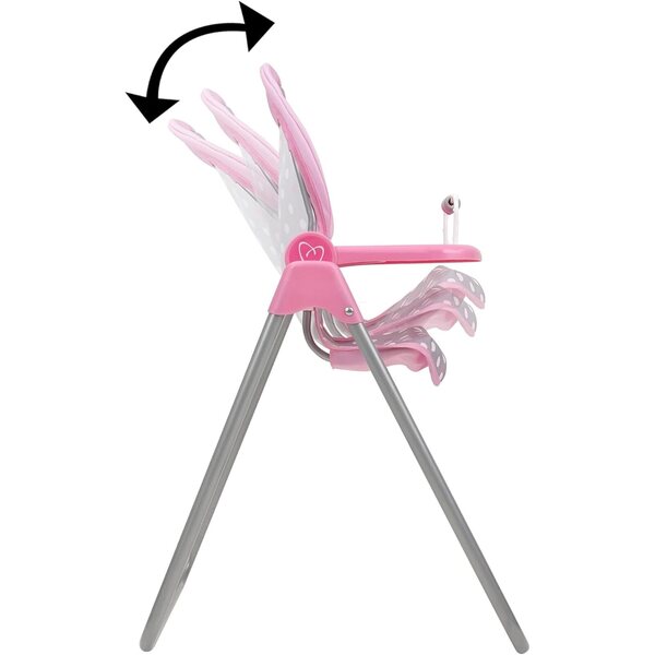 Hochstuhl für Puppen 509 Crew Cotton Candy Pink und Grau mit Punkten, verstellbar und robust