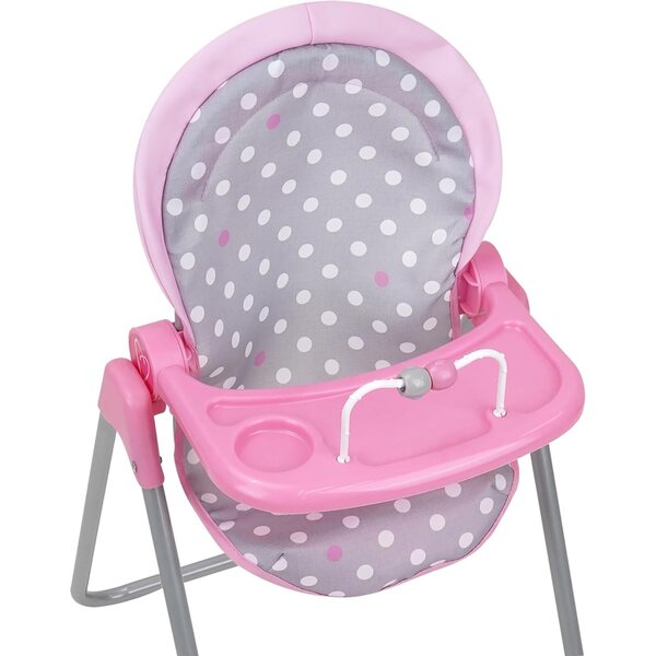 Hochstuhl für Puppen 509 Crew Cotton Candy Pink und Grau mit Punkten, verstellbar und robust