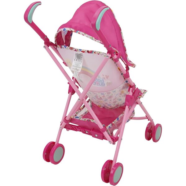 Skládací kočárek Baby Alive se stříškou a bezpečnostním popruhem, růžový a duhový