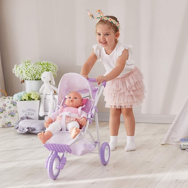 Jogging-Kinderwagen für Olivia's Little World Dolls mit Verdeck und Sicherheitsgurt