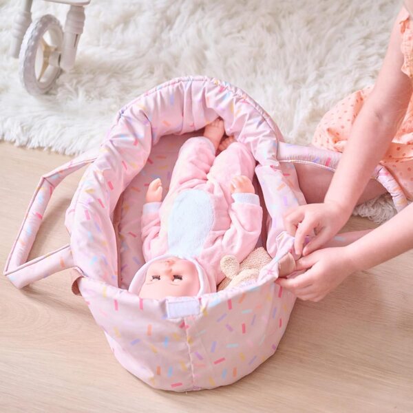 Olivia's Little World Confetti Baby Doll Stroller Pram with Detachable Bassinet, Foldable Carriage with Retractable Canopy & Storage, Fits 15-18" Dolls, Cochecito de Muñecas for Kids 3+