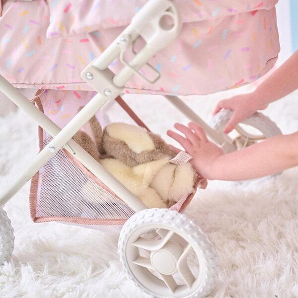Olivia's Little World Confetti Baby Doll Stroller Pram with Detachable Bassinet, Foldable Carriage with Retractable Canopy & Storage, Fits 15-18" Dolls, Cochecito de Muñecas for Kids 3+
