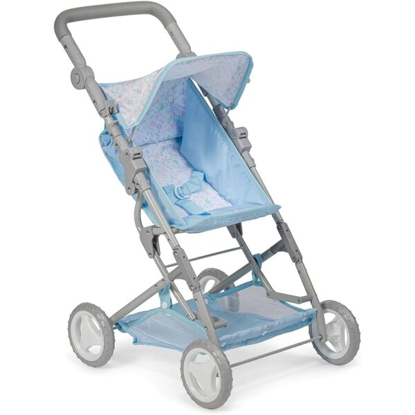 JC Toys - Berenguer Boutique | Fashionable Stroller with Canopy and Storage | Simple Folding |Blue Accessory Collection | for Dolls up to 18" | Ages 3+